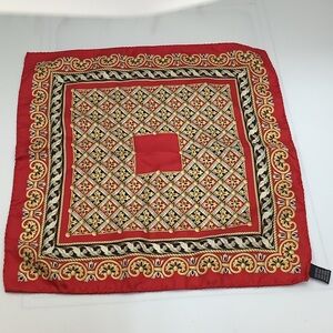 Vintage-Style Red & Gold Silk Scarf – Ornate Baroque Pattern
